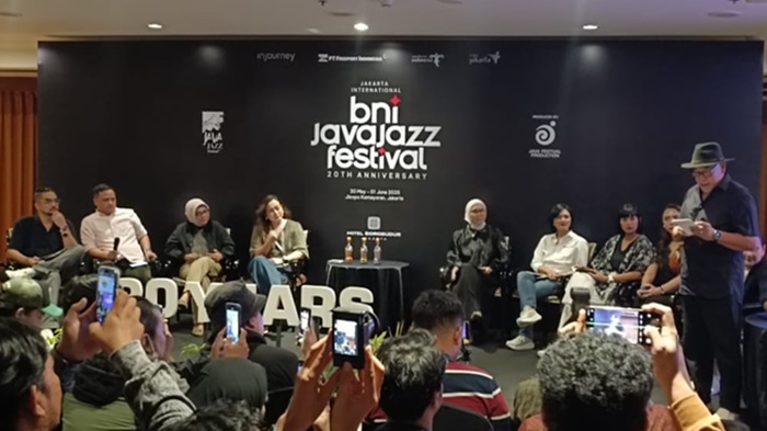 Foto: Konferensi pers BNI Java Jazz Festival 2025 di Kawasan Sawah Besar, Jakarta, 28 Mei 2025. Jakarta International BNI Java Jazz Festival 2025 akan digelar pada 30 Mei hingga 1 Juni 2025 di JIExpo Kemayoran, Jakarta. (Dok Dewan Distorsi)